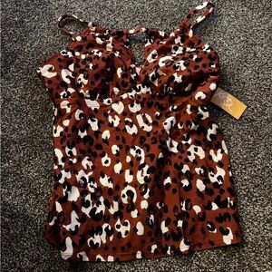 Kona Sol Brown Leopard Print Camisole
